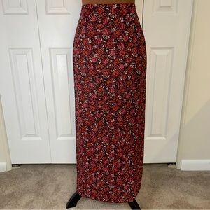 Geoffrey Bean Sport Sz6 lined full length floral print skirt plum/orange/black